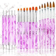 18PCS Acrylic Nail Brush Set Nail Art Brushes for Acrylic Application UV Gel Nail Brush Dotting Pen 3D Nails Brush for Acrylic Powder Nail Extension Acrylic Nail Kit Set Professional - BONGEAR