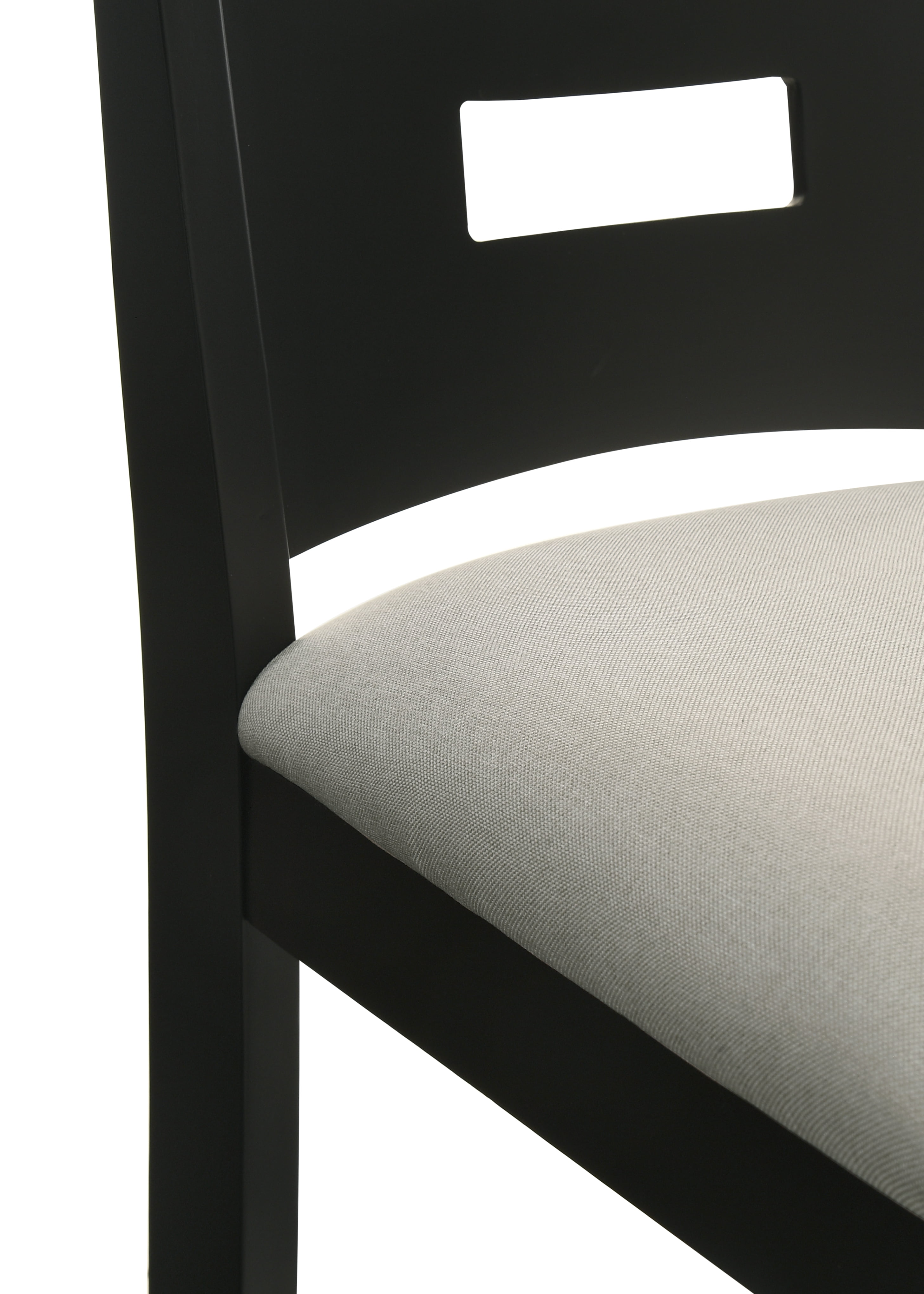 Armen living Ren 30 in. Matte Black Bar Height Rubberwood Barstool with Fog Fabric Seat