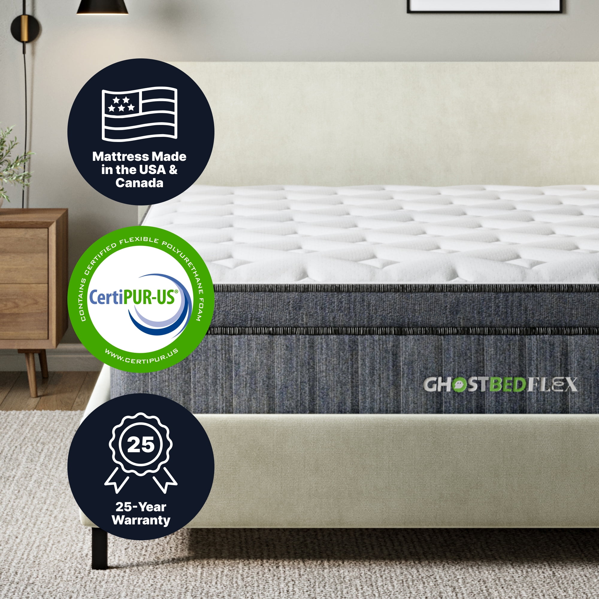 GhostBed Flex 13” Innerspring & Gel Memory Foam Hybrid Mattress - Twin