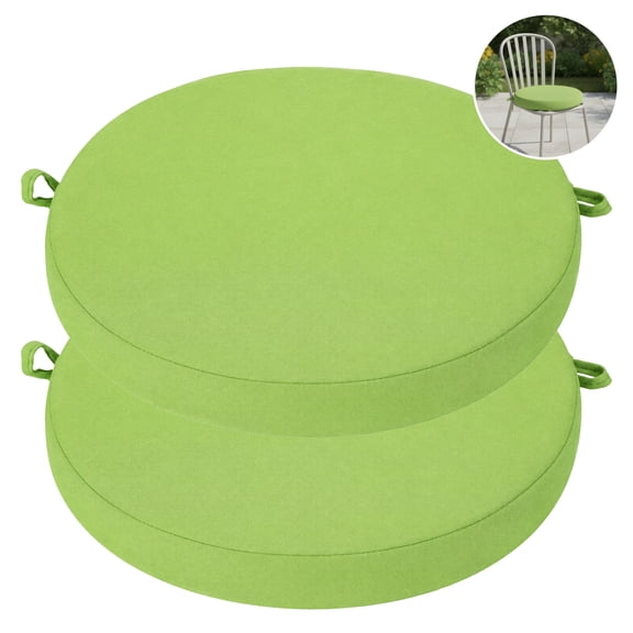 2 Pack Round Outdoor Chair Cushions, 15.0 in Diameter 2.0 in Thick Waterproof Garden Chair Cushions with Ties, High Density Foam Patio Cushion for Yard Bistro Kitchen Dining