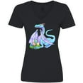 thumbnail image 3 of Inktastic Blue Easter Dragon with Painted Eggs Women's V-Neck T-Shirt, 3 of 5