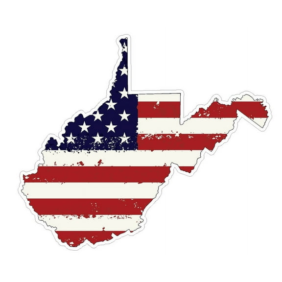 West Virginia State (J48) USA Flag Distressed Vinyl Decal Sticker Car/Truck Laptop/Netbook Window