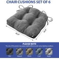 thumbnail image 3 of Chair Cushions for Dining Chairs Set of 6, Kitchen Chair Cushions, Chair Pads with Ties and Non Slip Backing, Tufted Memory Foam Seat Cushion 6 Pack, 15.5" x 15.5" x 4", Dark Gray, 3 of 14