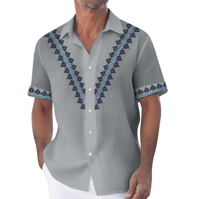 Hawaiian Shirt For Men, Men's Vintage Button Down Bowling Shirts Short Sleeve Summer Beach Shirt M