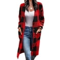 thumbnail image 1 of Innerwin Coat V Neck Ladies Outwear Winter Warm Cardigan Loose Jacket Red M, 1 of 2