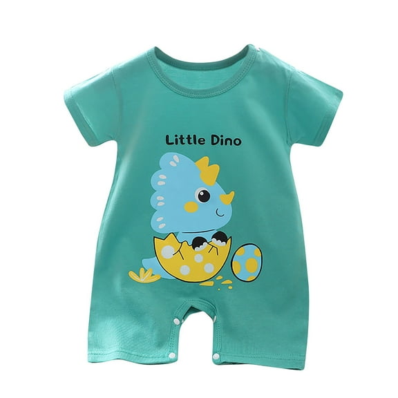 Zwiiyzr Baby Girls Boys Romper Cartoon Short Sleeve Baby Jumpsuit Romper Cotton Breathable Baby Clothes Green