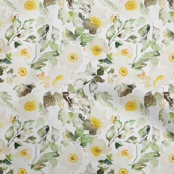 oneOone Polyester Spandex Yellow Fabric Florals Sewing Material Print Fabric By The Yard 56 Inch Wide