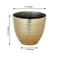 thumbnail image 3 of Balsa Circle 12" Gold Round Metallic Plastic Flower Plant Pot Horizontal Lines Design, 3 of 8