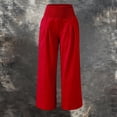thumbnail image 2 of Women's High Waist Linen Wide Leg Pants Elastic Waist Casual Trousers with Pockets Lightweight by Yigetop Watermelon red L, 2 of 6