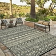 thumbnail image 2 of HOMERRY Geometric Outdoor Rug Straw Plastic Area Rug for Balcony Pool RV Waterproof Reversible Carpet, Brown/Black, 6'x 9', 2 of 7