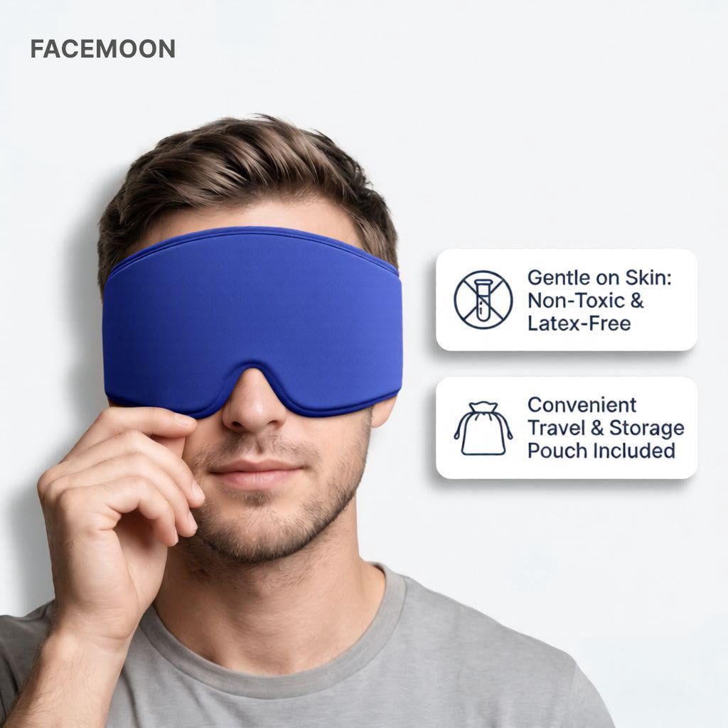 FACEMOON Reusable Cooling Gel Eye Mask, Cold Compress for Puffy Eyes & Dark Circles, Soft Sleep Mask