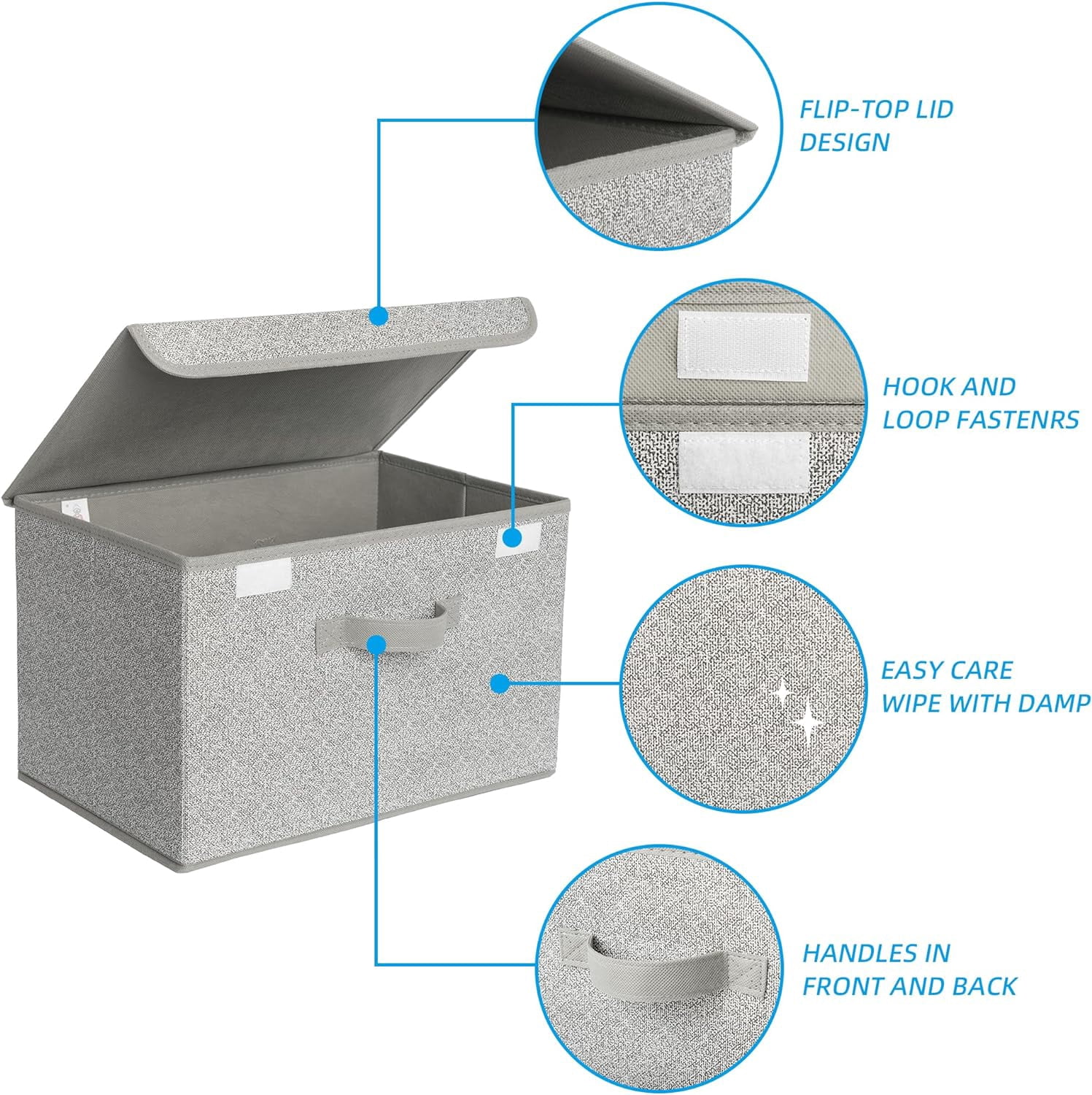 GRANNY SAYS Storage Bins with Lids, Large Fabric Storage Boxes, Collapsible Closet Organizers and Storage, Gray, 2-Pack
