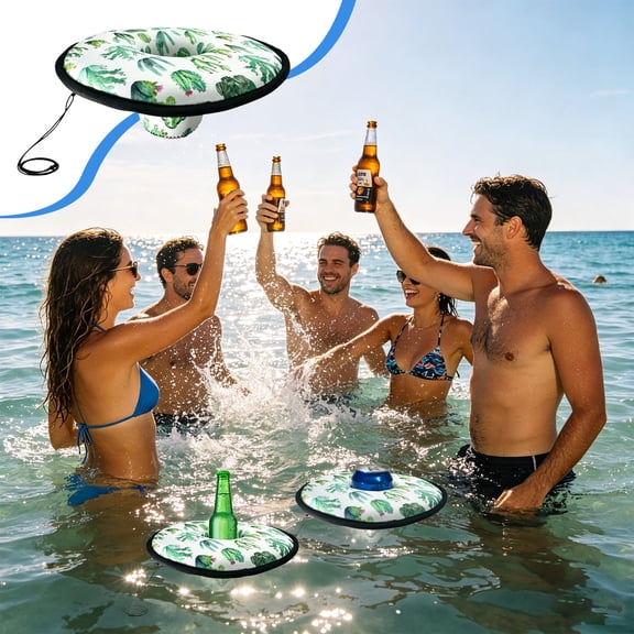 Neoprene Floating Drink Holder Floating Coaster Pool Drink Floats Pool Beer Holder with Rope for Summer Theme Party Tub Lake Boat Water, Medium Size