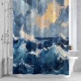 thumbnail image 2 of Ombre Ocean Waves Shower Curtain for Bathroom, Coastal Navy Blue Gradient Abstract Waterproof Cloth Fabric Bathroom Accessories Set with 12 Rust Proof Plastic Hooks, 36"x78", 2 of 9