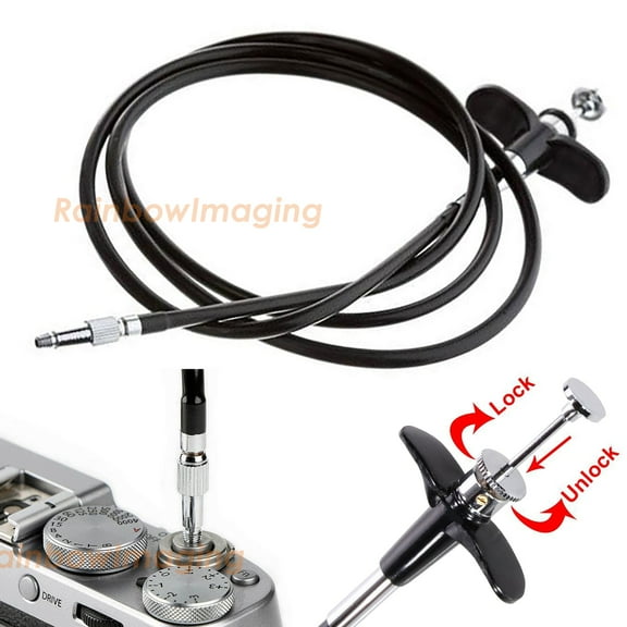 Fotasy 100cm Mechanical Cable Shutter Release with Bulb-Lock for Fujifilm X10 X20 X30 X100s X100t X-Pro1 X-Pro2 X-E1 X-E2, Leica M6 M7 M8 and Nikon Df F4 FM2 F3 FE FM3a F80, Threaded Release
