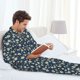 thumbnail image 5 of Balery Daisy Floral B Pijama para Hombre de Dos Piezas con Manga Larga, Conjunto de Dormir y Descanso Suave con Bolsillos-Medium, 5 of 6