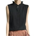 thumbnail image 2 of Tank Tops for Women Ruffle Half High Neck Button Sleeveless Ruched Business Casual Work Shirts Tops Trendy,Size L, 2 of 3