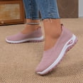 thumbnail image 2 of Women's Breathable Knitting Casual Flat Shoes Wedge Non Slip Walking Shoes Comfortable Low Top Slip On Mesh Loafers Red Size 7, 2 of 7