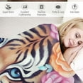 thumbnail image 3 of ONETECH  Tiger with Flowers Blanket Tiger 350gsm Super Soft Plush Throw Blanket for Kids Women Girls Animal Blankets, 3 of 6