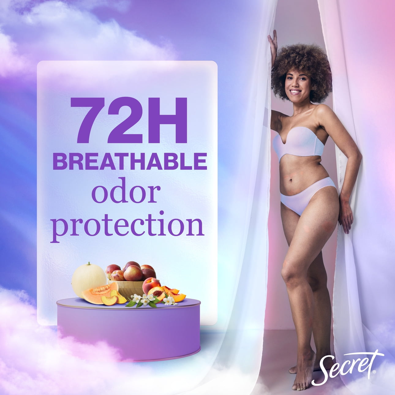 (3 pack) Secret Fresh Clear Gel Antiperspirant Deodorant, Sweet Nectarine, 2.6 oz