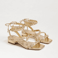 thumbnail image 2 of Sam Edelman Delphine Amber Gold Strappy Squared Toe Ankle Strap Slip On Sandals (AMBER GOLD, 5.5), 2 of 6