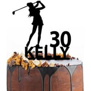 Birthday cake topper with a female golf player,Custom golf player Birthday Topper,golf player Silhouette,female golf Birthday Party Cake Insert Kitchen Supplies Baking Cake Decor.