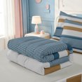 thumbnail image 5 of Erosebridal Abstract Lines Print Zipper Full Size Comforter Sets with Fitted Sheet and 2 Pillowcases,Minimalist Stripes Zipper Bedding Set,Light Gray Reversible,4pcs, 5 of 7