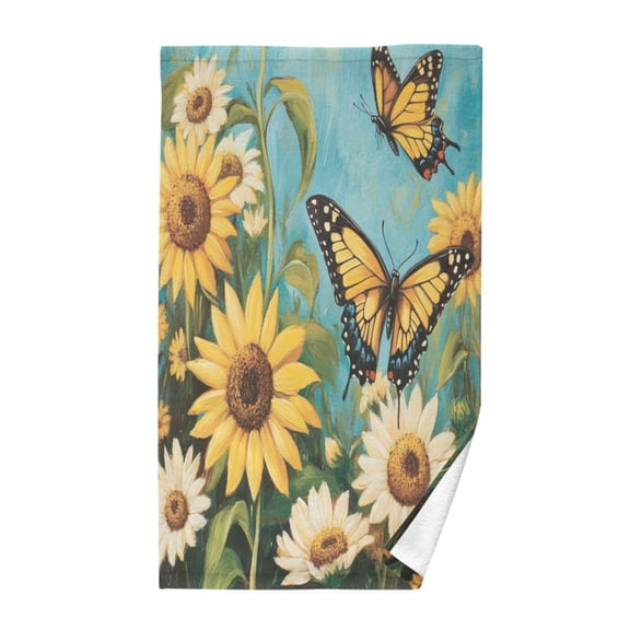 Pure Cotton Face Towel 16x28 Inches Hand Towel Bath Towel Hand Bath Towels Soft Good Water Absorption for Washing Face Wiping Face Lovely Big Butterfly