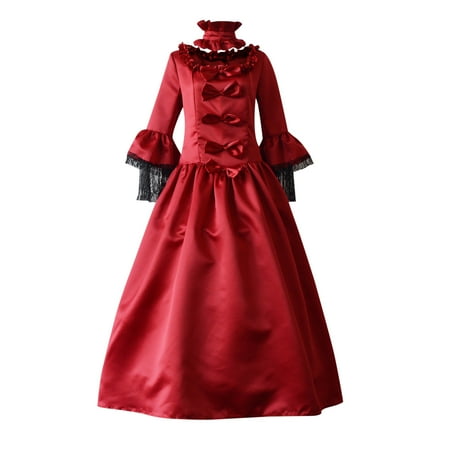 

Women Cosplay Costume Floor Dress Long Size Plus Sleeve Retro Dress Petal Long Cosplay Gothic Gown Length Dresses Dress