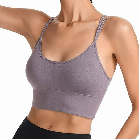 

Himiway Lightning Deals Of Today Women S Solid Color Rimless Sports Bra Cross Sports Vest Yoga Underwear Top Workout Sets for Women Workout Tops for Women Purple L