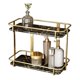 thumbnail image 1 of Organizador de baño de dos niveles, bandeja de tocador de cerámica de mármol con marco de acero inoxidable dorado, 1 of 8