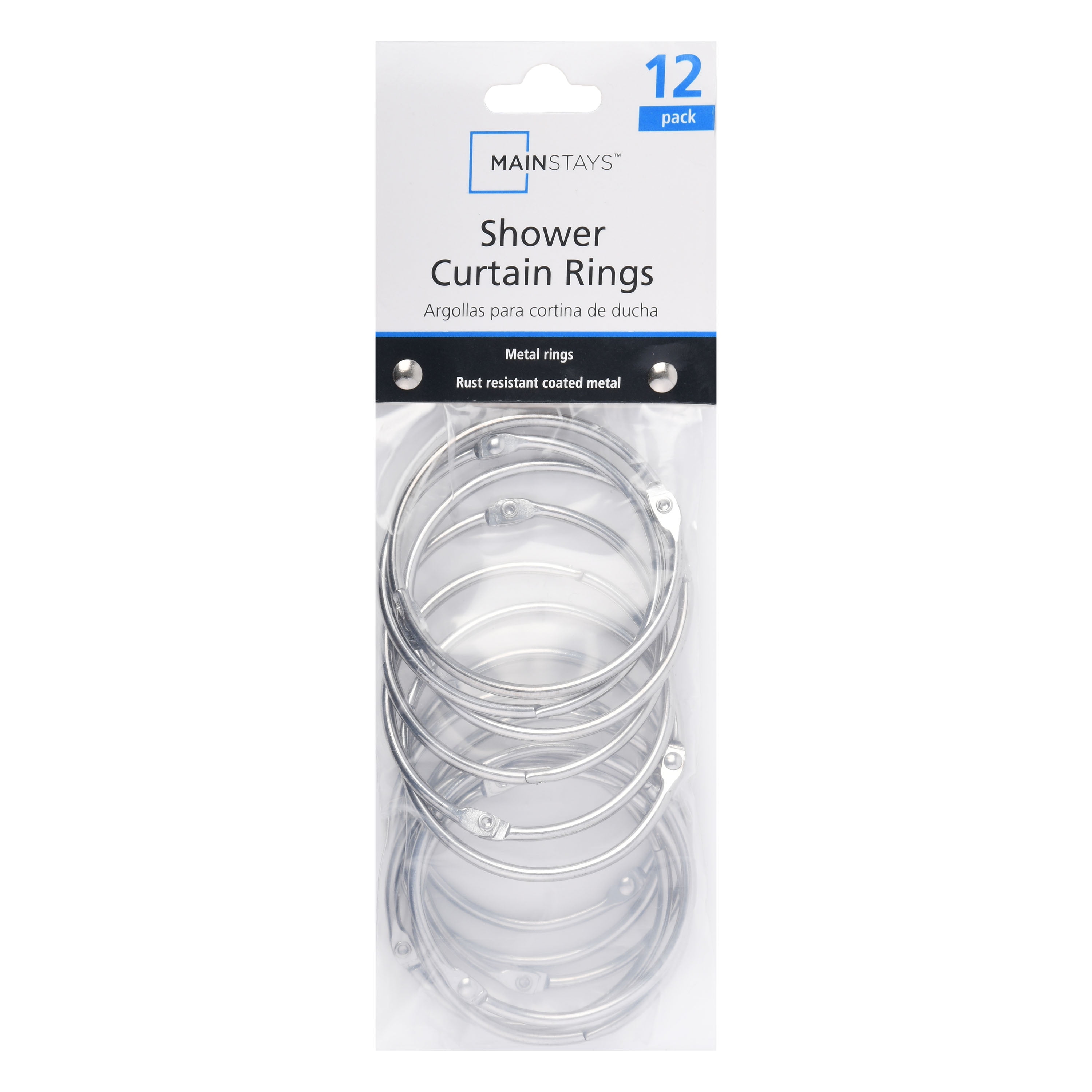 Mainstays Metal Circular Shower Ring, Set of 12, Chrome