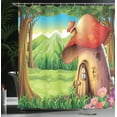 thumbnail image 4 of Ambesonne Mushroom Shower Curtain, Mountain Daisies Woods, 69"Wx75"L, Scarlet Pale Brown Green, 4 of 5