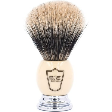 Parker Safety Razor Premium 3 Band Pure Badger Shaving Brush with Stand Included - White