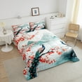 thumbnail image 4 of Peacock Bedding Comforter Sets Twin,Japanese Comforter Set Cherry Blossom Bedding Set Teen Women,Watercolor Mount Fuji Sakura Animal Quilt Duvet Aesthetics Room Decor 2 Pcs, 4 of 7