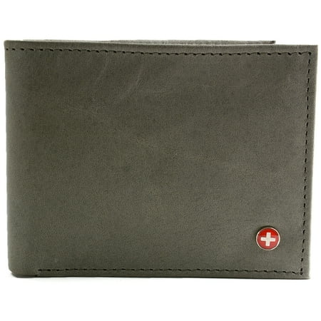 Alpine Swiss Mens Leather Wallet Multi Card Flip ID High Capacity Compact