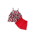 thumbnail image 2 of Faithtur Ensemble d'Été pour Fille : Hauts à Bretelles Fruités et Shorts Unis, 2 of 10