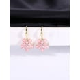 thumbnail image 3 of 3A Cubic Zirconia Cherry Flower Dangle Earrings for Women Girls Retro Charm Blossom Drop Dangling Hook Stud Vintage Elegant Wedding Birthday Jewelry Dainty Present, 3 of 5