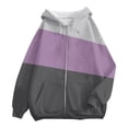 thumbnail image 4 of BODOAO Women's Full Zip Up Hoodie Fall Jacket Oversized Sweatshirt Zipper Long Sleeve Tops Color Block Long Sleeve Hooded Sweatshirts with Pockets Jacket Coat for Women Purple L, 4 of 4