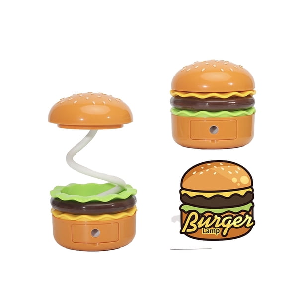 Lámpara de Mesa Pequeña Hamburguesa Lámpara de Escritorio Pequeña Lámpara de Escritorio Led Recargable Linda Lámpara de Escritorio para Niños Ajustable de 360 Grados con Lámparas de Mesa de Batería Af