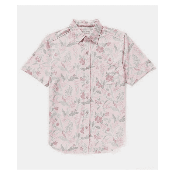 $128 Tommy Bahama IslandZone San Lucio Aqua Isles SS Shirt, Carmine Pink , M