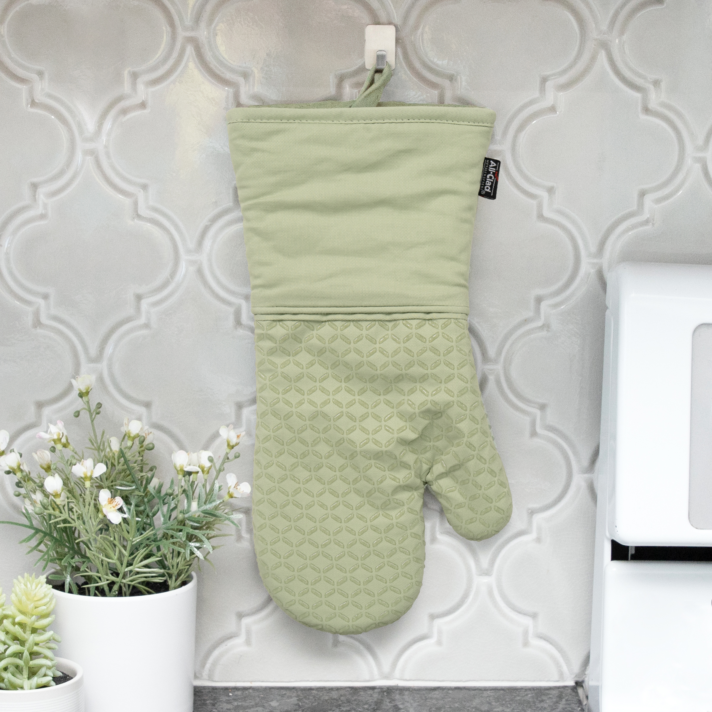 All-Clad Ogee Silicone Printed Oven Mitt, 2-Pack, Fennel