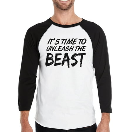 Unleash Beast Mens Baseball Shirt Funny Workout Raglan Tshirt