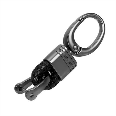 kurtrusly Porte-Clés Universel pour Voiture en Alliage de Zinc Anneau de Démarrage Porte-Clés Accessoire Automobile, Cuir Noir
