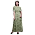 thumbnail image 1 of Bimba Rayon Quarterfoil Geometric Smocked Waist Printed Gown Maxi Side Slit LadiesÂ&nbsp;Dress-Large, 1 of 6