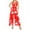 Orange, variant on Women's Flowy Floral Print Sleeveless Wide-Leg Jumpsuit with Elastic Waist