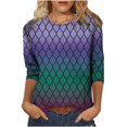 thumbnail image 1 of Blusa de cuello redondo de manga larga con estampado degradado de novedad clásica para mujer Pompotops  gfhjh19263, 1 of 5