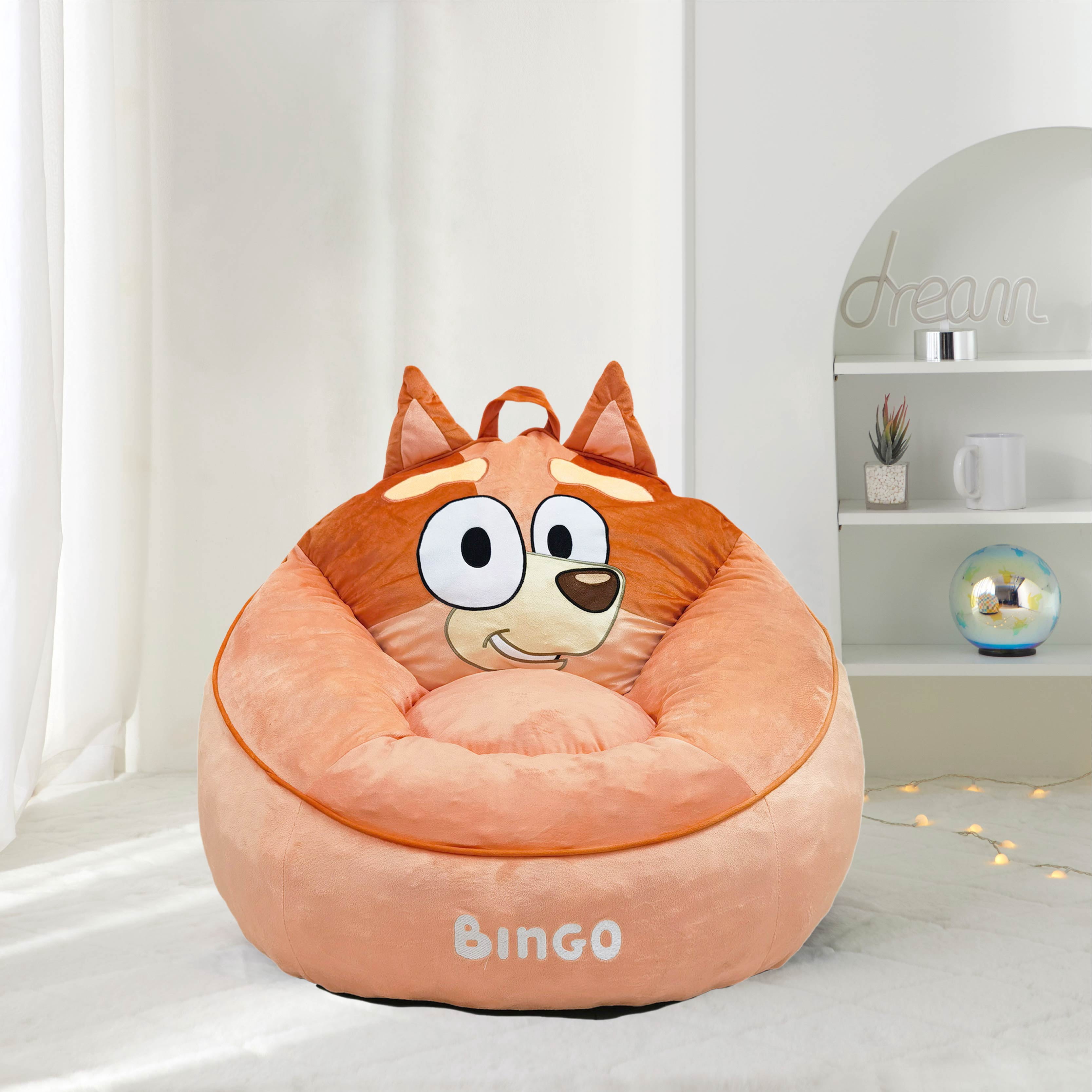 Bingo Kids' Compressed Foam Bean Bag Chair, Blue, 24" x 5" x 18"