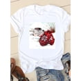 thumbnail image 5 of Camiseta con estampado navideño de estilo acuarela para mujer, ropa de Año Nuevo con cuello redondo, camiseta informal con estampado de los años 90, 5 of 5