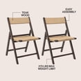 thumbnail image 2 of JONATHAN Y Kiawah Coastal Modern Woven Seagrass Teak Wood Folding Chair, Dark Brown (Set of 2), FLD1002B-SET2, 2 of 6